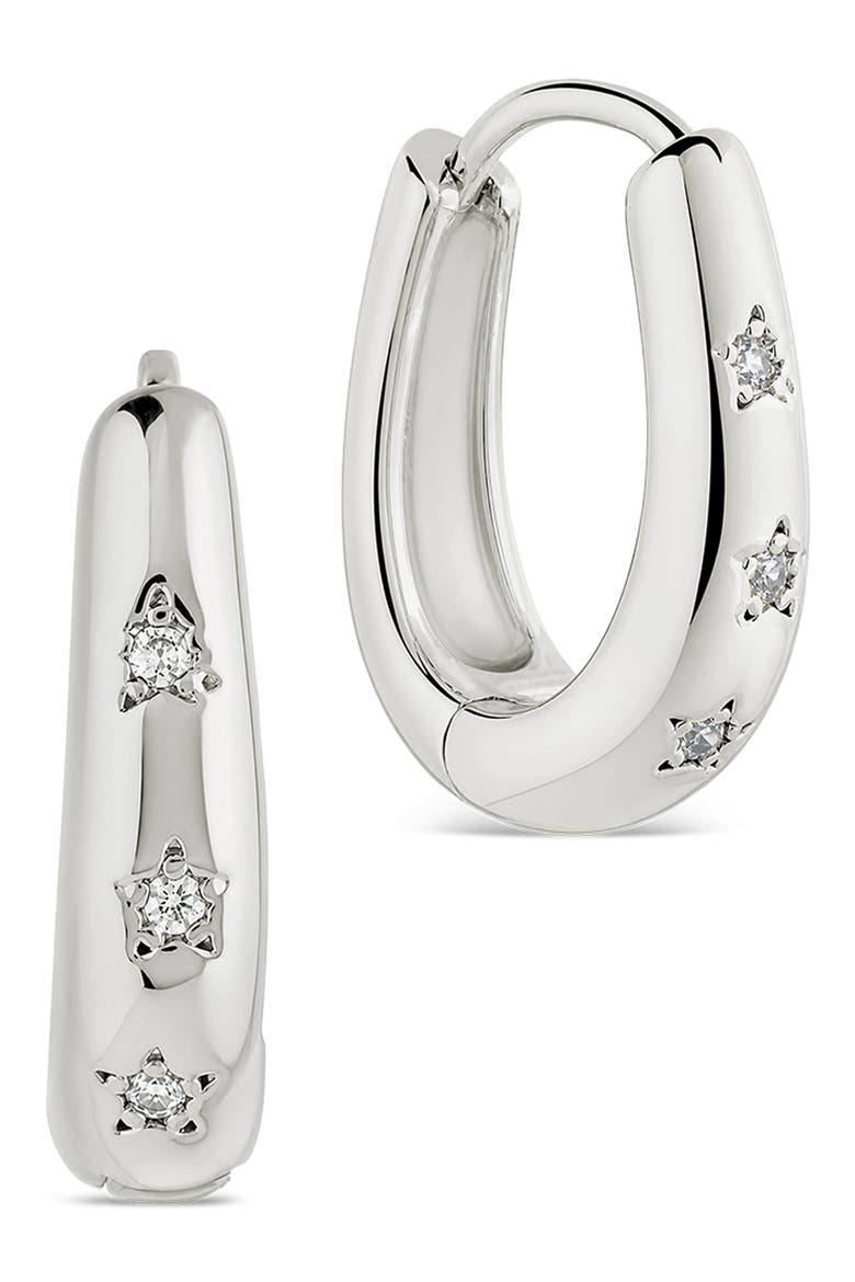 Classic Mini Cubic Zirconia Hoop Earrings, Main, color, SILVER