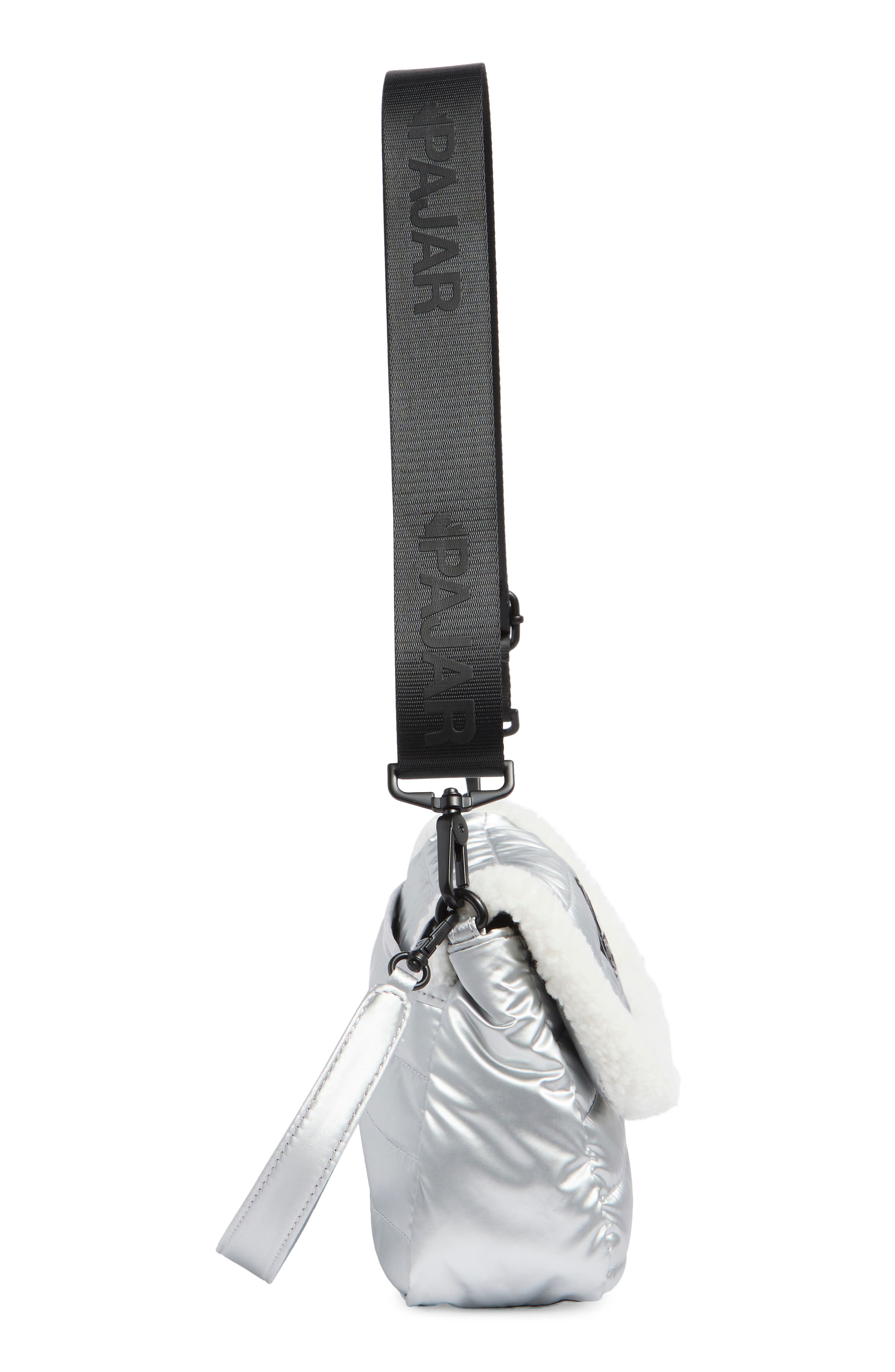 Pajar Quilted Faux Shearling Trim Convertible Shoulder Bag, Alternate, color, 