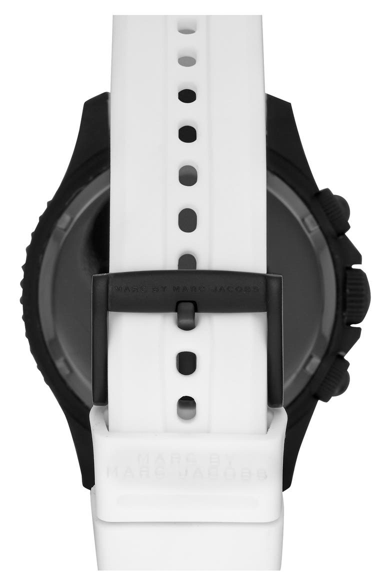 'Rock' Chronograph Silicone Strap Watch, 46mm, Alternate, color, WHITE/ BLACK