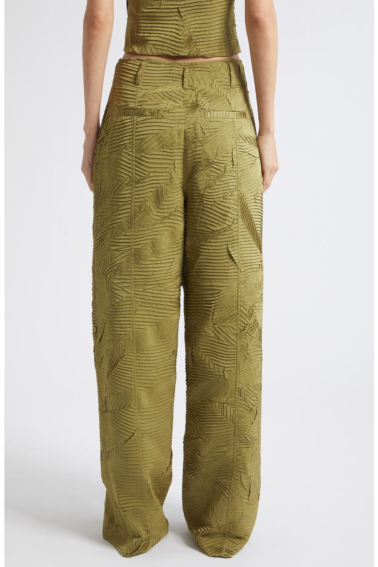 Carine Pleated Satin Pants, Alternate, color, MOSS GOLD