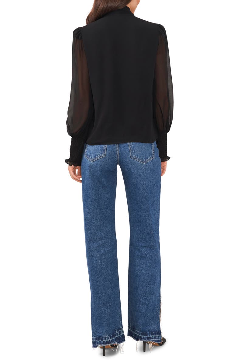 Vince Camuto Sheer Balloon Sleeve Bow Blouse, Alternate, color,