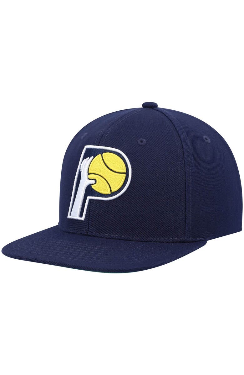 Mitchell & Ness Men's Mitchell & Ness Navy Indiana Pacers Hardwood Classics Team Ground 2.0 Snapback Hat, Main, color, 