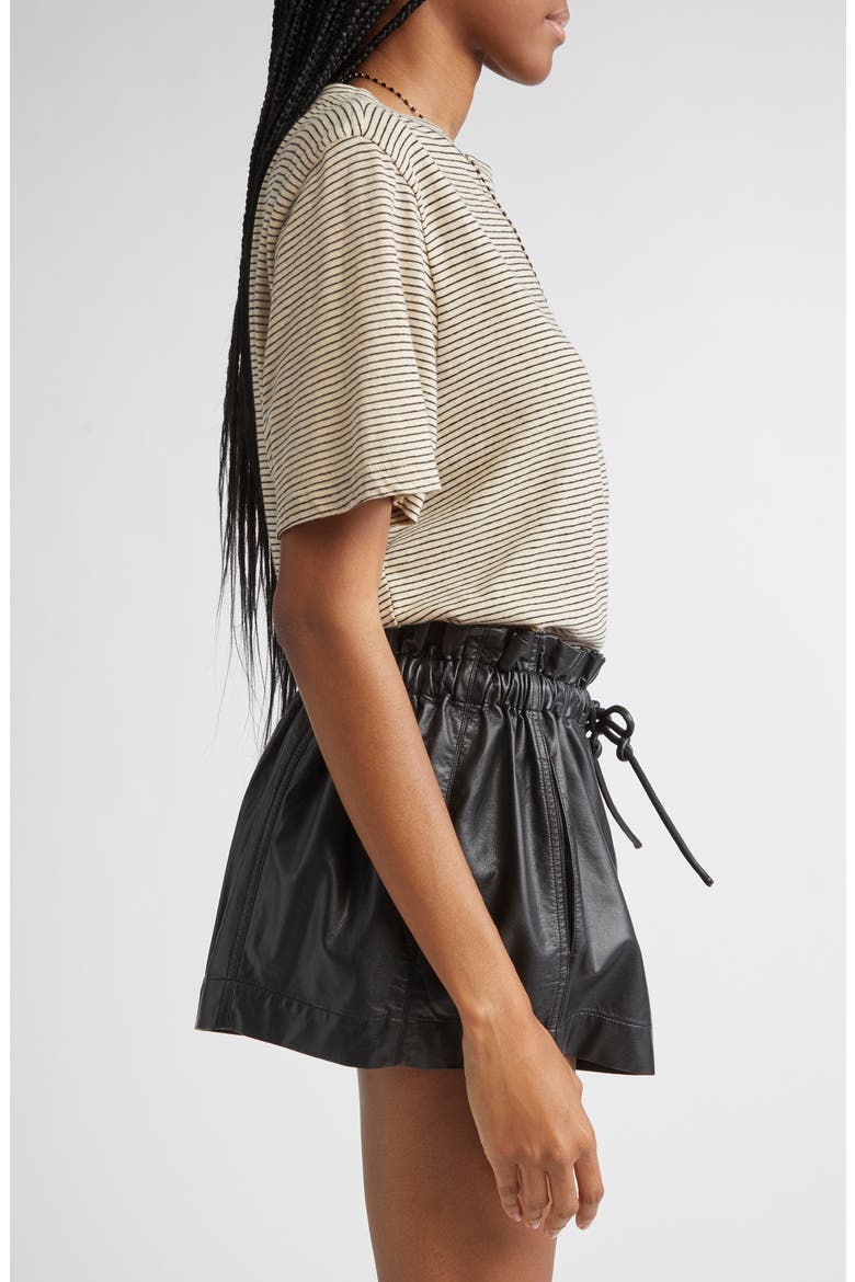 Zewel Stripe Oversize Cotton & Linen T-Shirt, Alternate, color, BLACK/ BEIGE