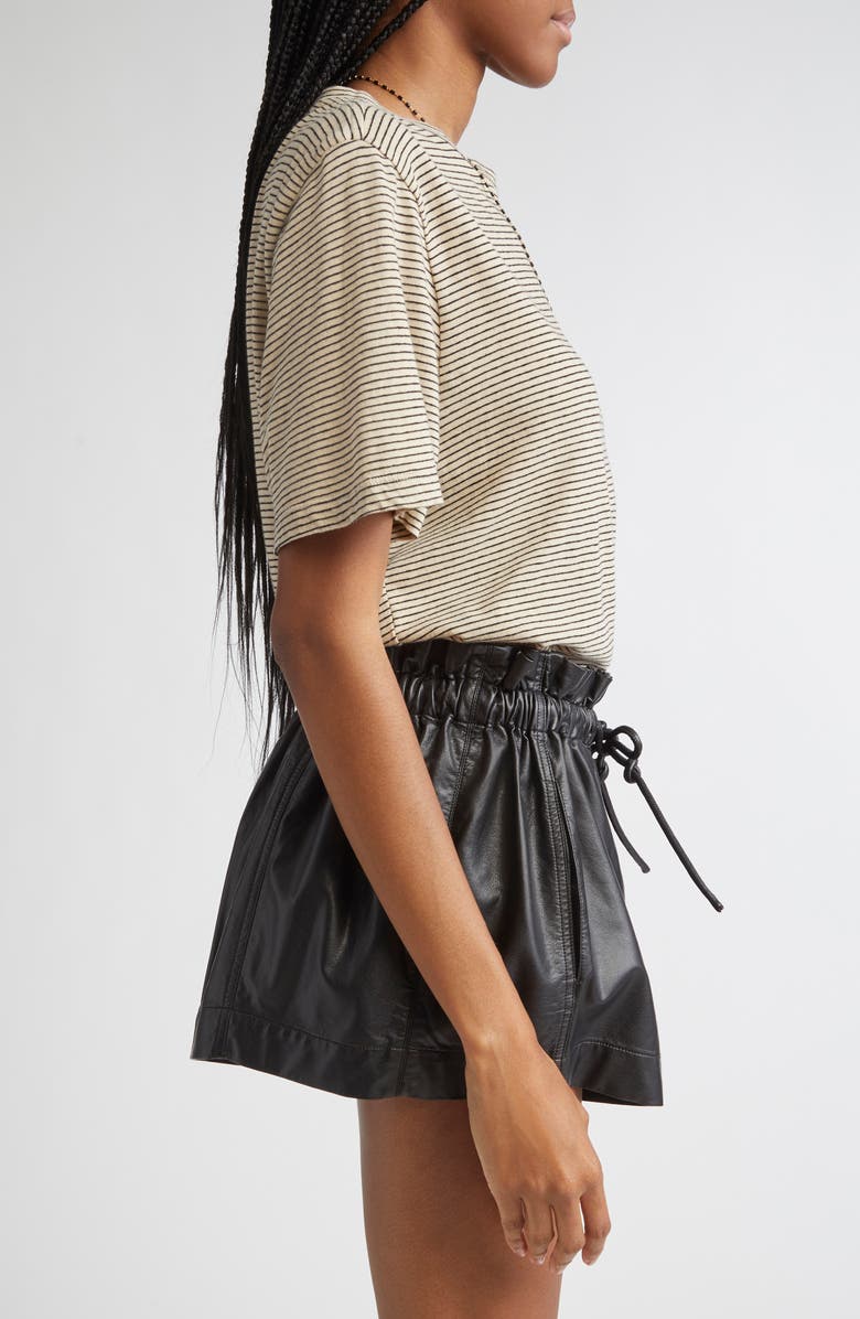 Isabel Marant Étoile Zewel Stripe Oversize Cotton & Linen T-Shirt, Alternate, color, Black/ Beige