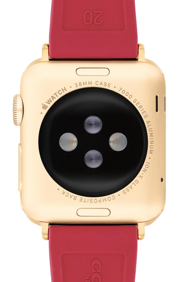 COACH Quilted 20mm Apple Watch<sup>®</sup> Watchband, Alternate, color, Red