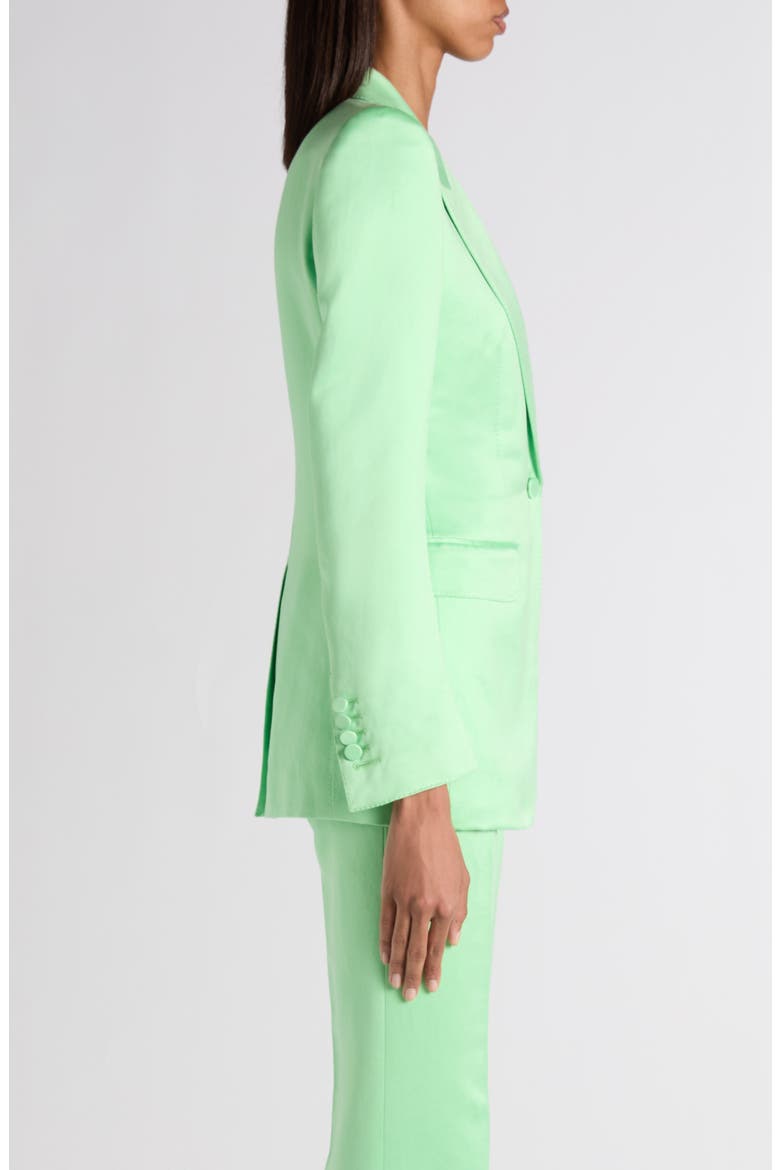 One-Button Duchesse Satin Blazer, Alternate, color, SUMMER GREEN
