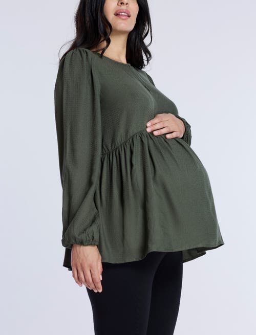 Motherhood Maternity Long Sleeve Empire Waist Keyhole Woven Blouse In Deep Depths