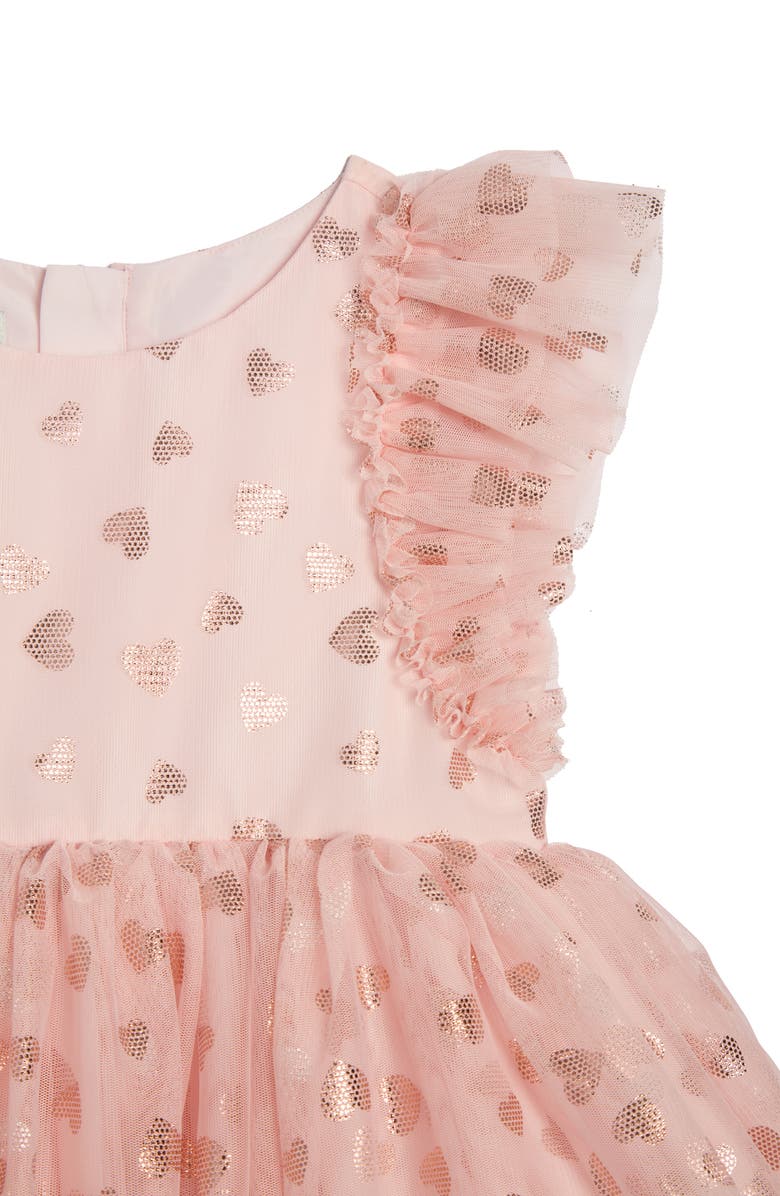 Pippa & Julie Heart Print Ruffle Dress & Bloomers, Alternate, color, 