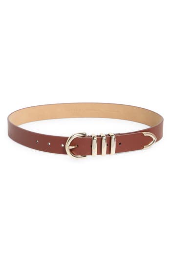 Cole Haan Beveled Buckle Belt In Brown