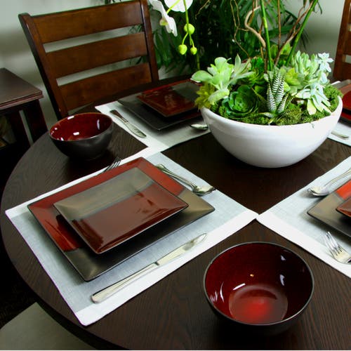 Gibson Elite Decadence 12-piece Square Dinnerware Set In Brown