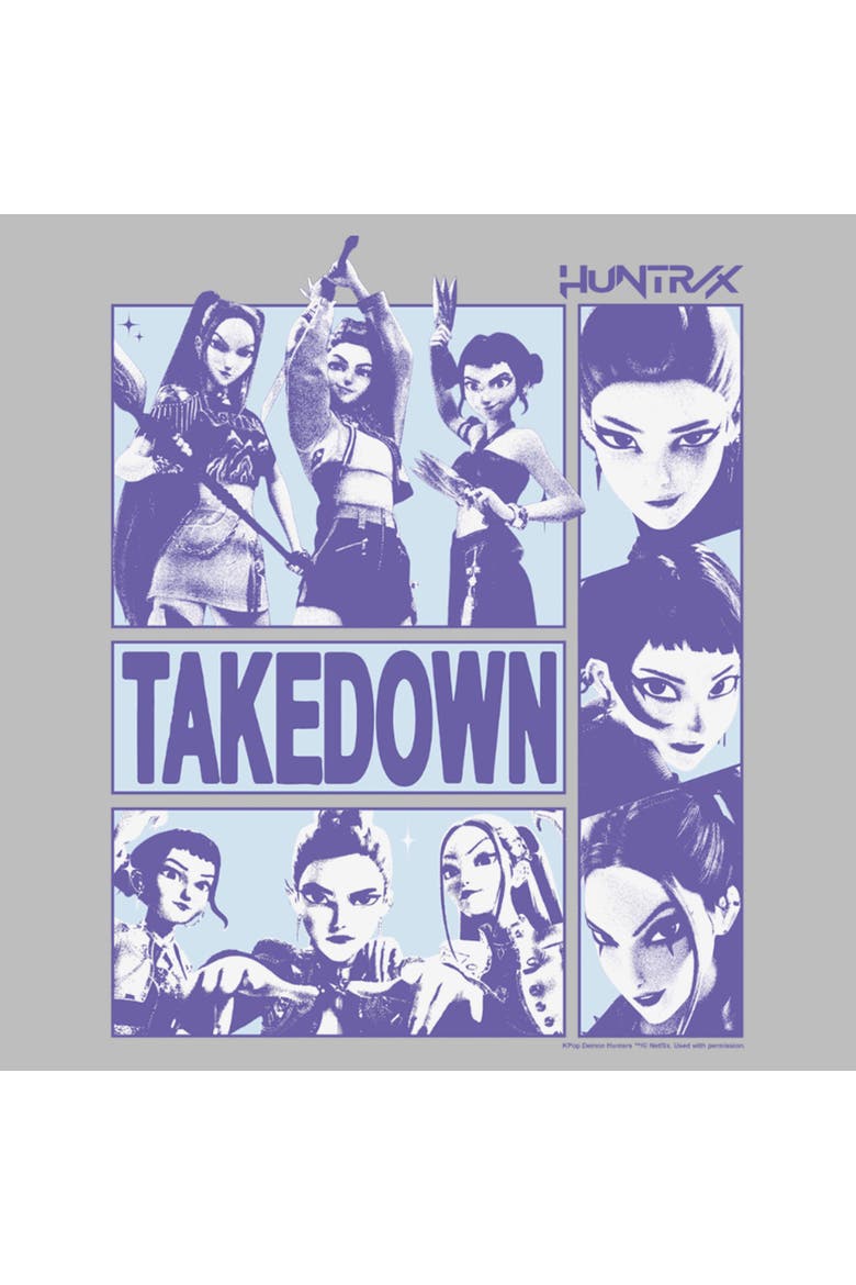 Girls' Takedown Huntrix Logo T-Shirt, Alternate, color, Athletic Heather