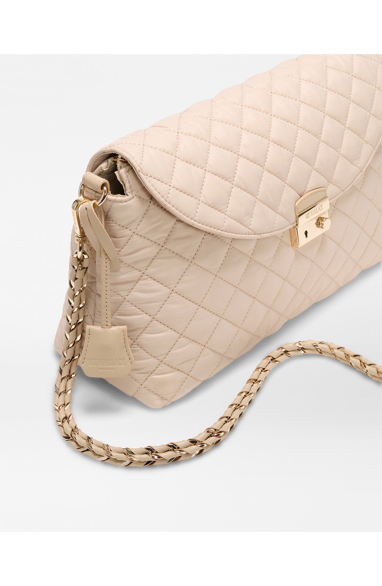 Crosby Lock Quilted Nylon Shoulder Bag, Alternate, color, BUFF