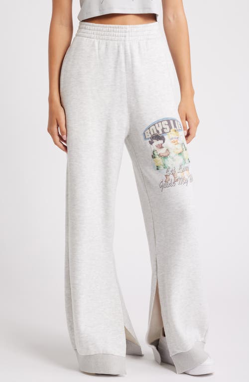 BOYS LIE Let Love Guide My Way Terry Sweatpants in Grey 