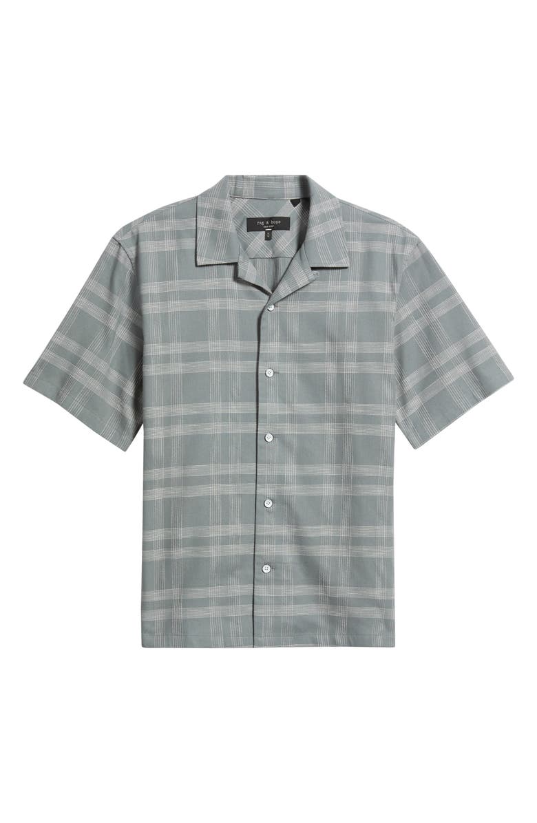 rag & bone Avery Plaid Camp Shirt, Alternate, color, Grey