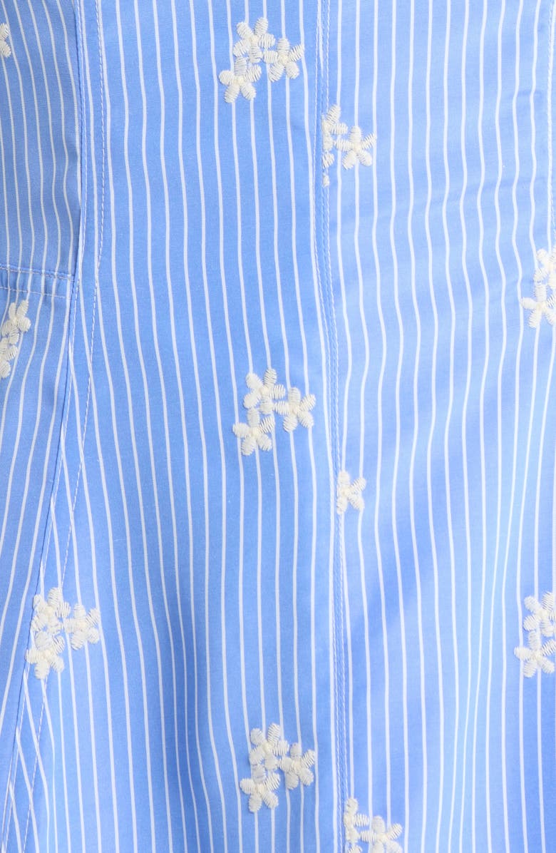 Avec Les Filles Floral Embroidery Stripe Midi Dress, Alternate, color, Blue Stripe