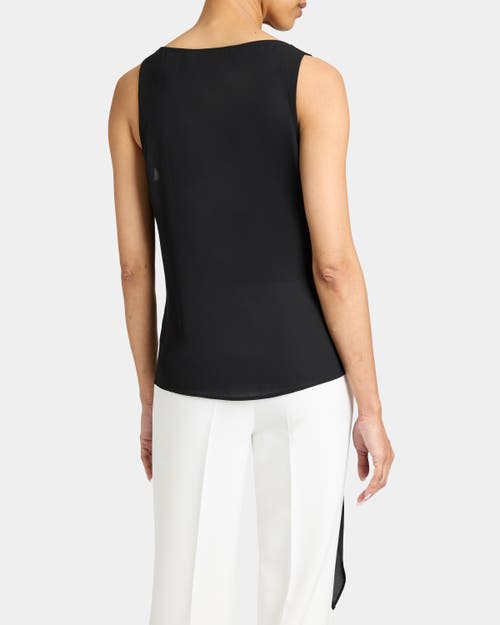 Santorelli Danna Sleeveless Faux Wrap Top In Fluid Crepe