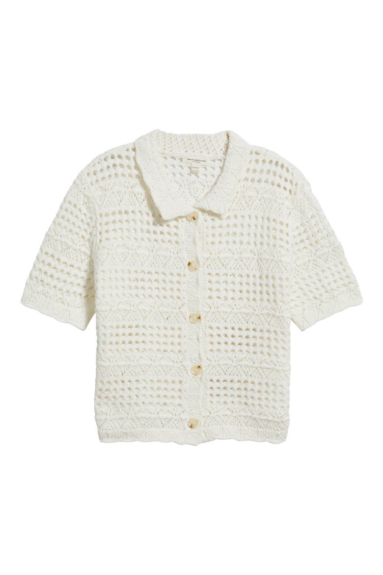 Penny Open Knit Short Sleeve Cardigan, Alternate, color, WHITE