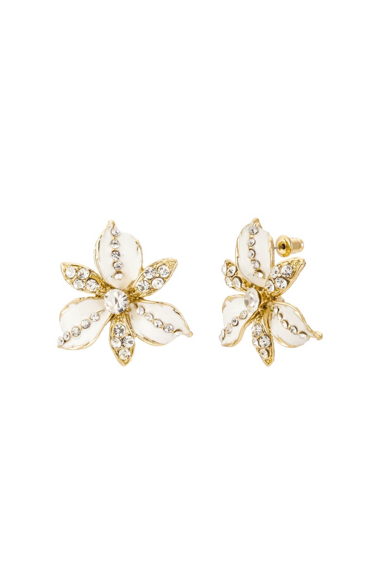 Untamed Petals Feyre Crystal Stud Earrings, Main, color, Gold