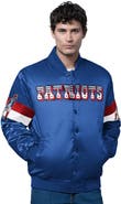 STARTER Men's Starter Royal New England Patriots Triple Option Satin Varsity Vintage Logo Full-Snap Jacket