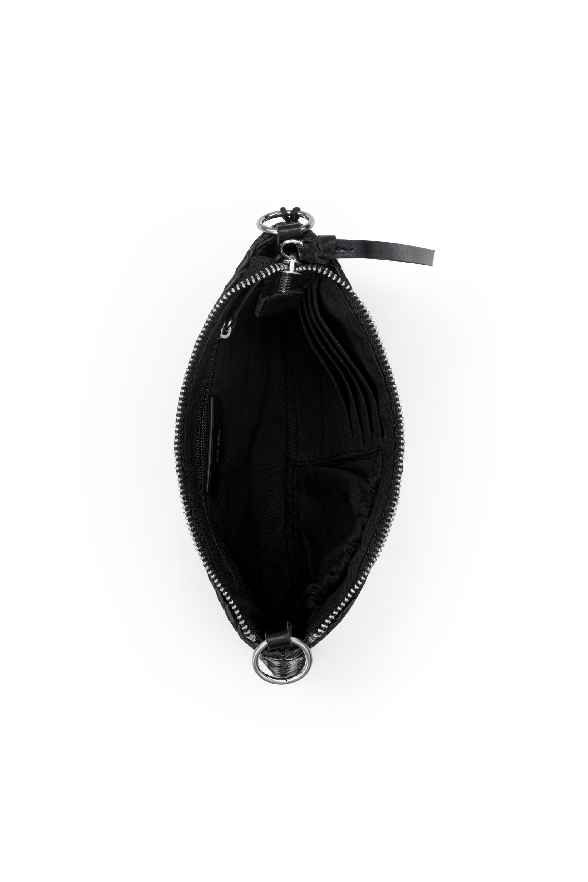Vita Hand Woven Leather Crossbody Wristlet, Alternate, color, Black Woven