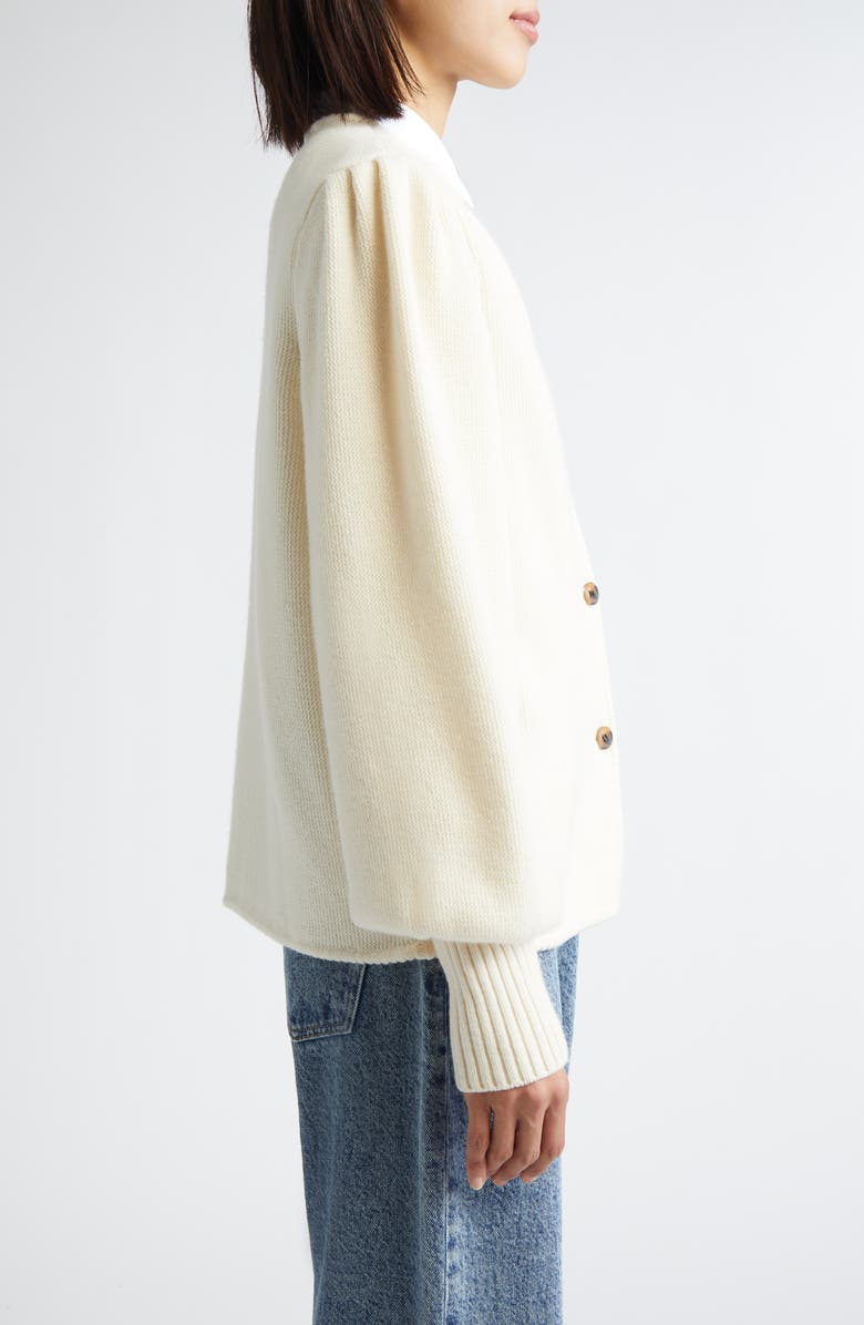 Tanner Fletcher Gender Inclusive Juliet Balloon Sleeve Wool Cardigan, Alternate, color, Ivory
