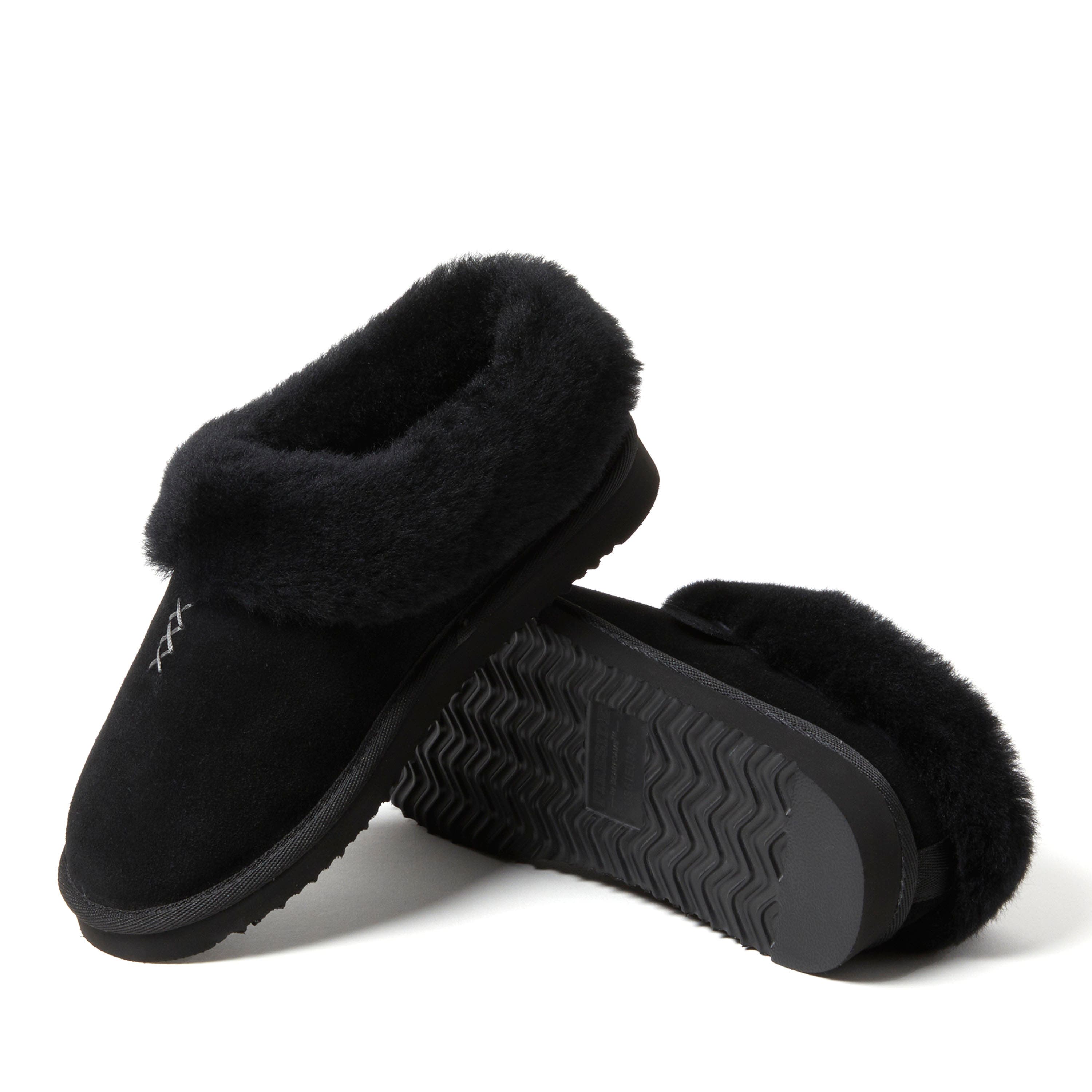 DEARFOAMS Fireside Adelaide Genuine Shearling Clog Slipper, Alternate, color, Black