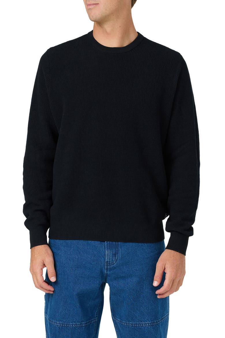 OG Roscoe Waffle Sweater, Main, color, BLACK