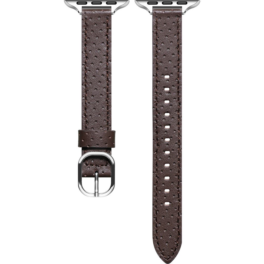 Posh Tech Carmen Perforated Leather Apple Watch® Watchband In Brown