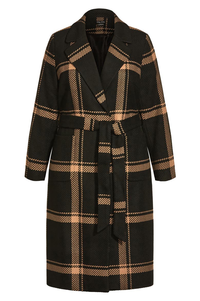 Checkmate Tie Waist Coat, Alternate, color, CARAMELBLACK