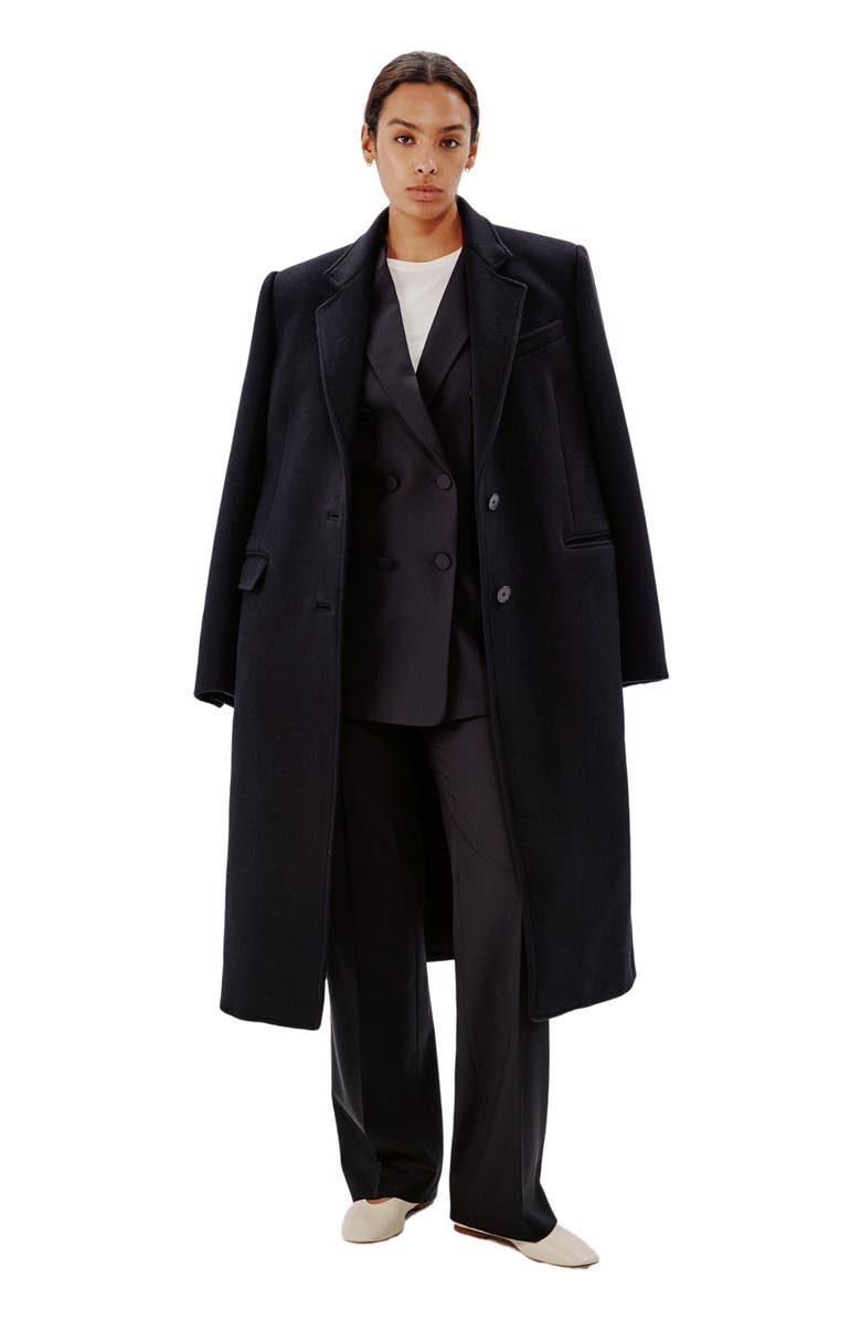 Another Tomorrow DOUBLE BREASTED JACKET, Alternate, color, Black