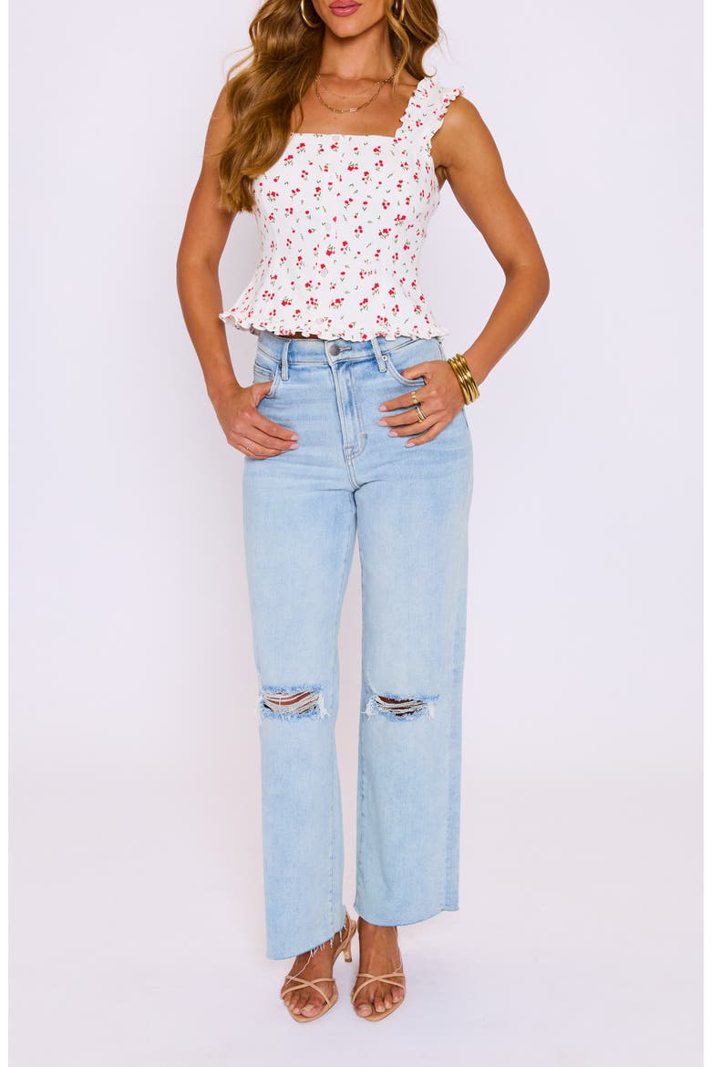 Cherry Ruffle Crop Tank, Alternate, color, WHITE/ RED