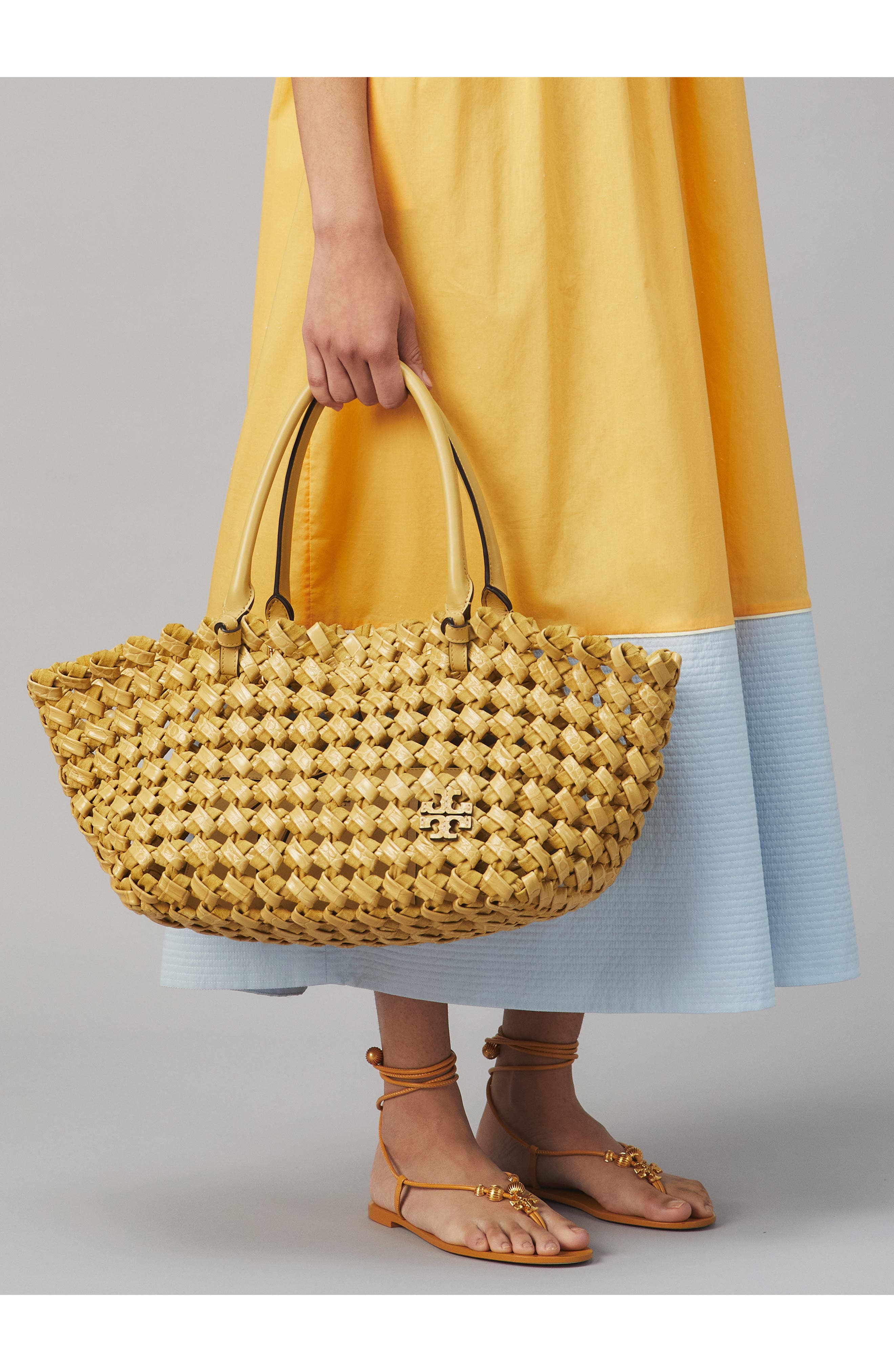 Tory Burch McGraw Woven Leather Satchel, Alternate, color, 