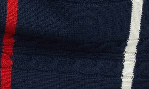 Ben Sherman Men's Cable Stripe Crew Neck Sweater In Dark Navy