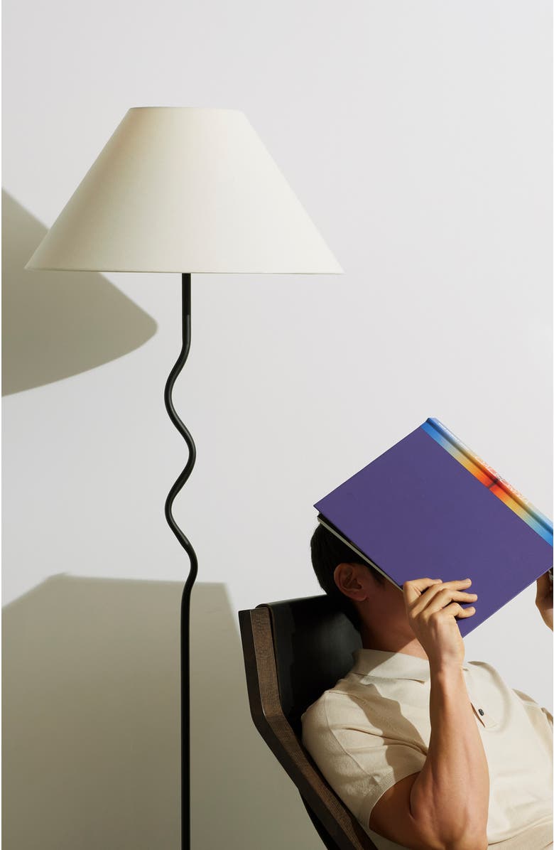 Brightech Squiggle 62" LED Modern Wavy Floor Lamp with Fabric Shade, Bulb Included, Alternate, color, Classic Black