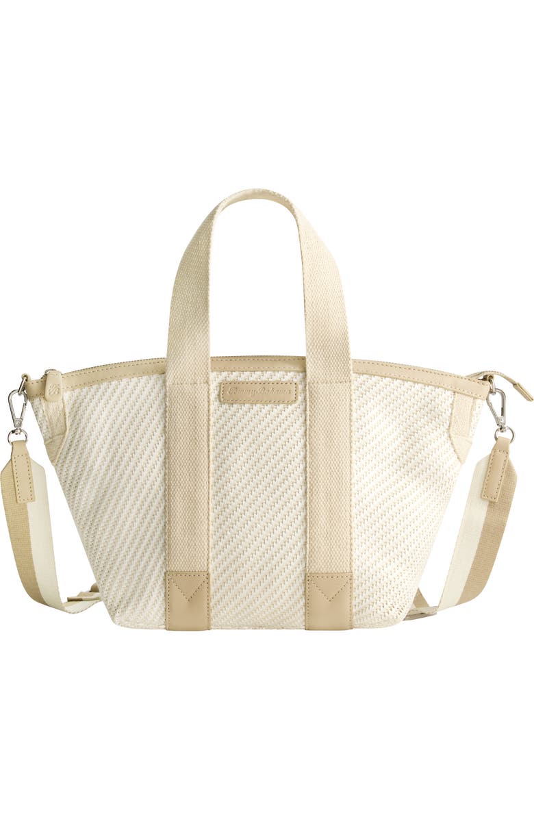 Tommy Bahama Soft Woven Zip-Top Tote, Main, color, Tan/White