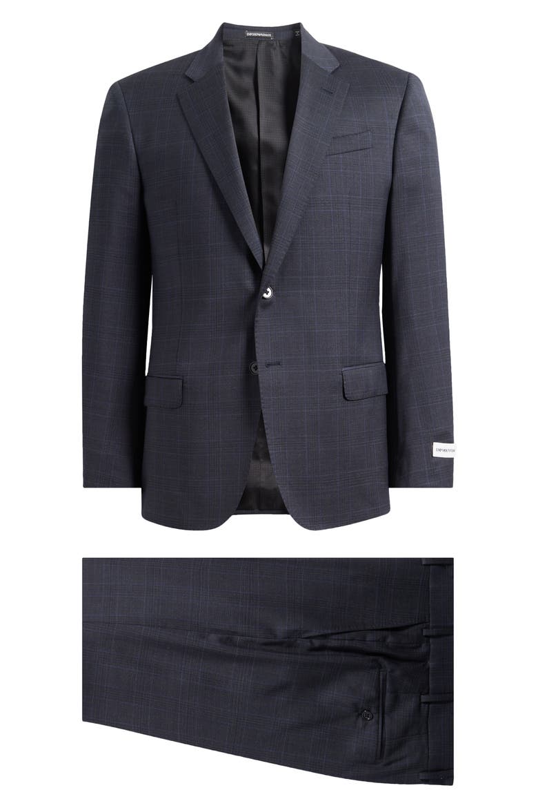 Charcoal Grey Plaid Wool Suit, Main, color, CHARCOAL