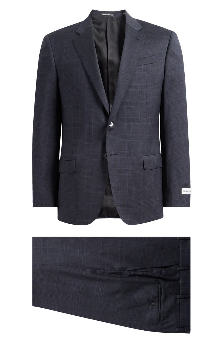 Emporio Armani Charcoal Grey Plaid Wool Suit, Main, color, Charcoal