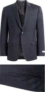 Emporio Armani Charcoal Grey Plaid Wool Suit