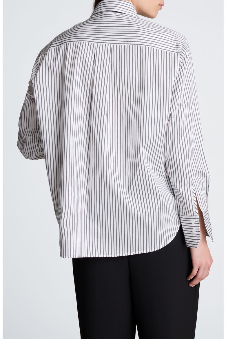 Striped Boyfriend Shirt with Necktie, Alternate, color, PURE WHITE/ BLACK
