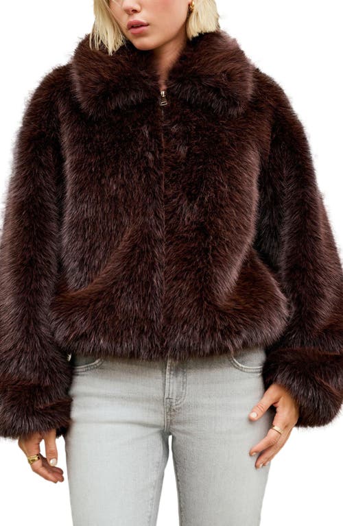 Next Faux Fur Zip Jacket In Brown