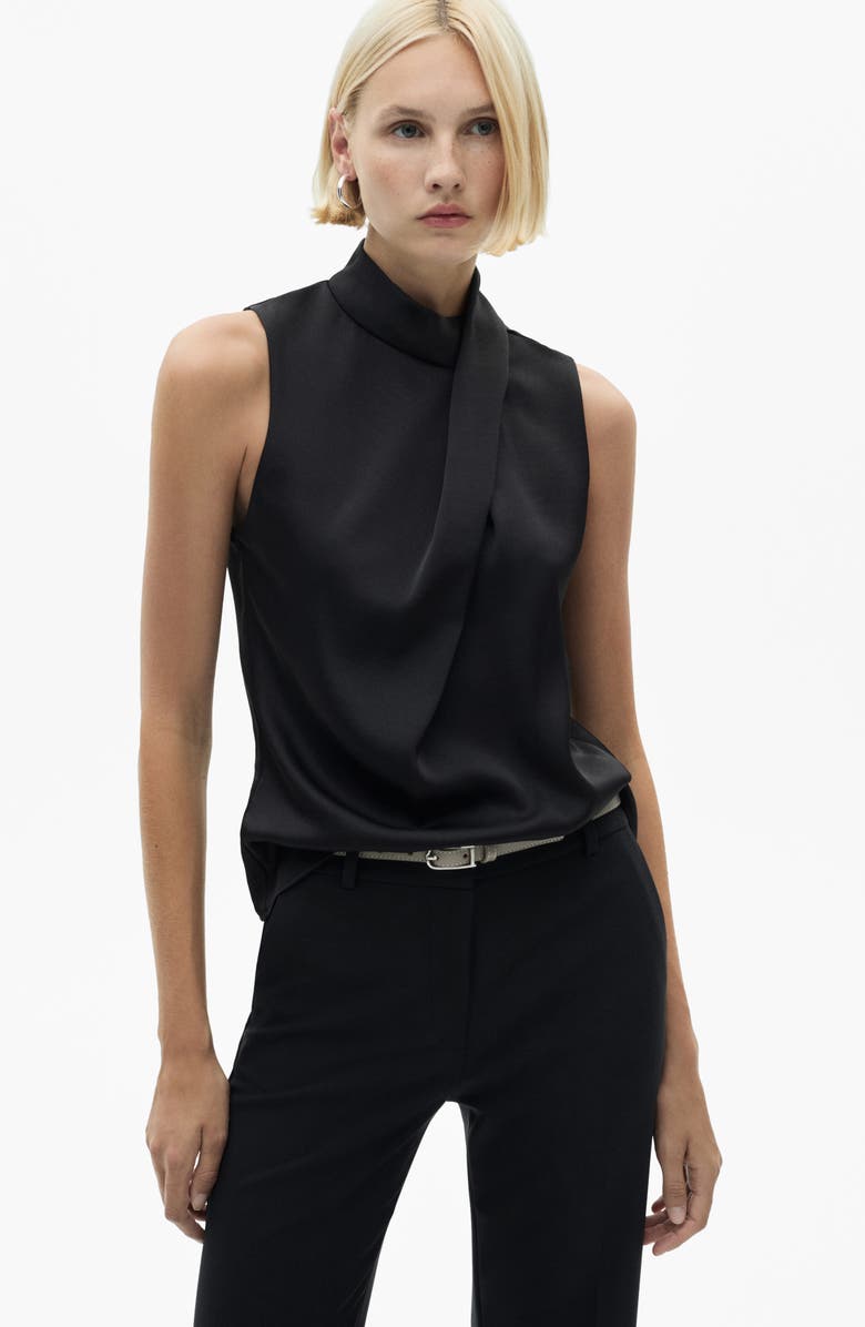 MANGO Draped Satin Top, Alternate, color, 