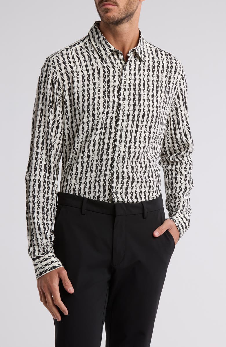 HUGO Emero Geo Print Button-Up Shirt, Main, color,