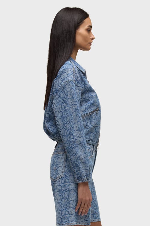 Hudson Jeans Cropped Zip Up Jacket In Blue