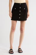 L'AGENCE Kris Button Front Cotton A-Line Miniskirt