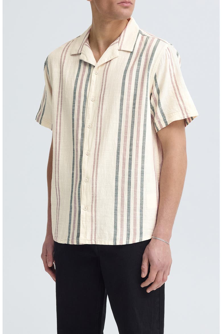 Isai Stripe Linen Blend Camp Shirt, Main, color, BUNGEE CORD