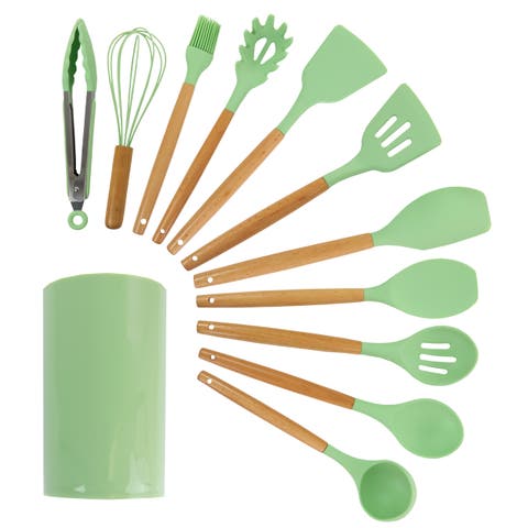 Silicone and Wood Cooking Utensils, Set of 12