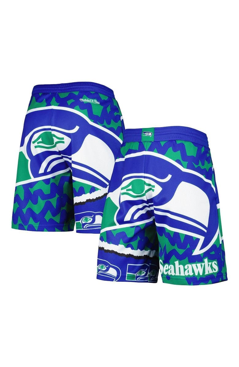 Mitchell & Ness Men's Mitchell & Ness Royal Seattle Seahawks Jumbotron 2.0 Sublimated Shorts, Main, color, 