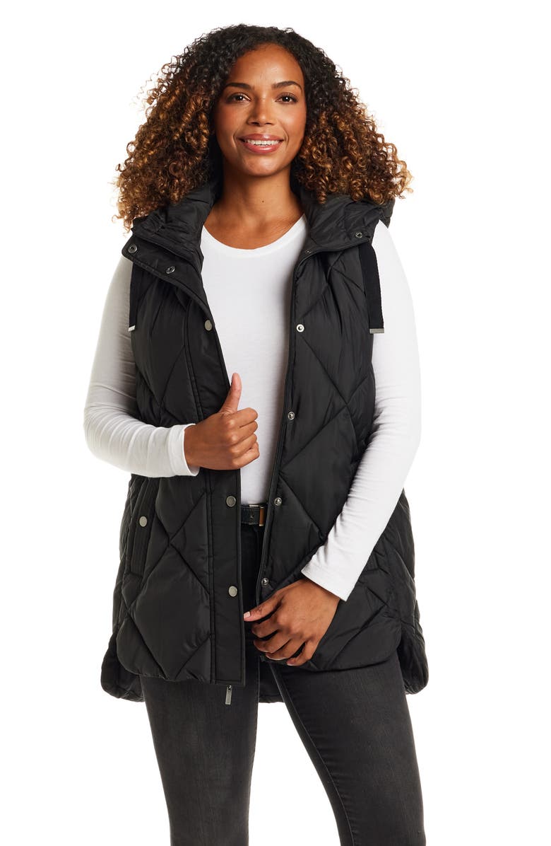 Gallery Water Resistant Quilted Hooded Vest, Alternate, color, Black
