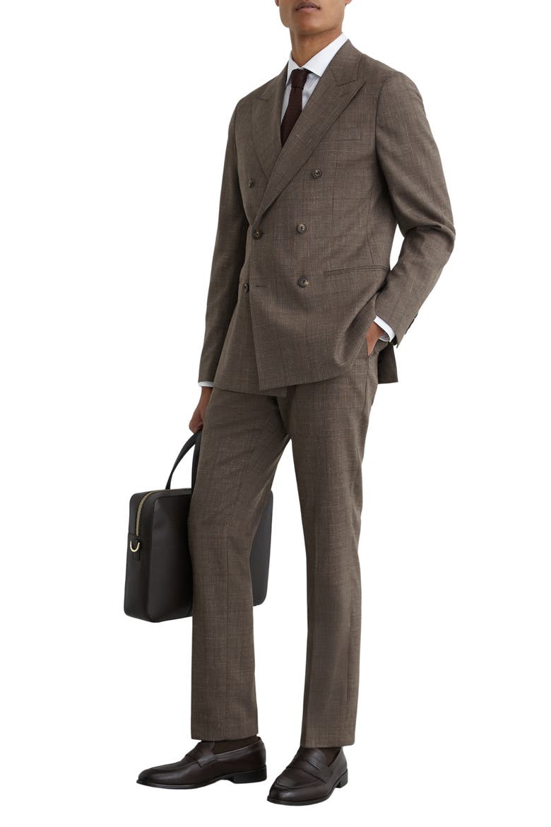 Penso Double Breasted Plaid Sport Coat, Alternate, color, CHOCOLATE BROWN