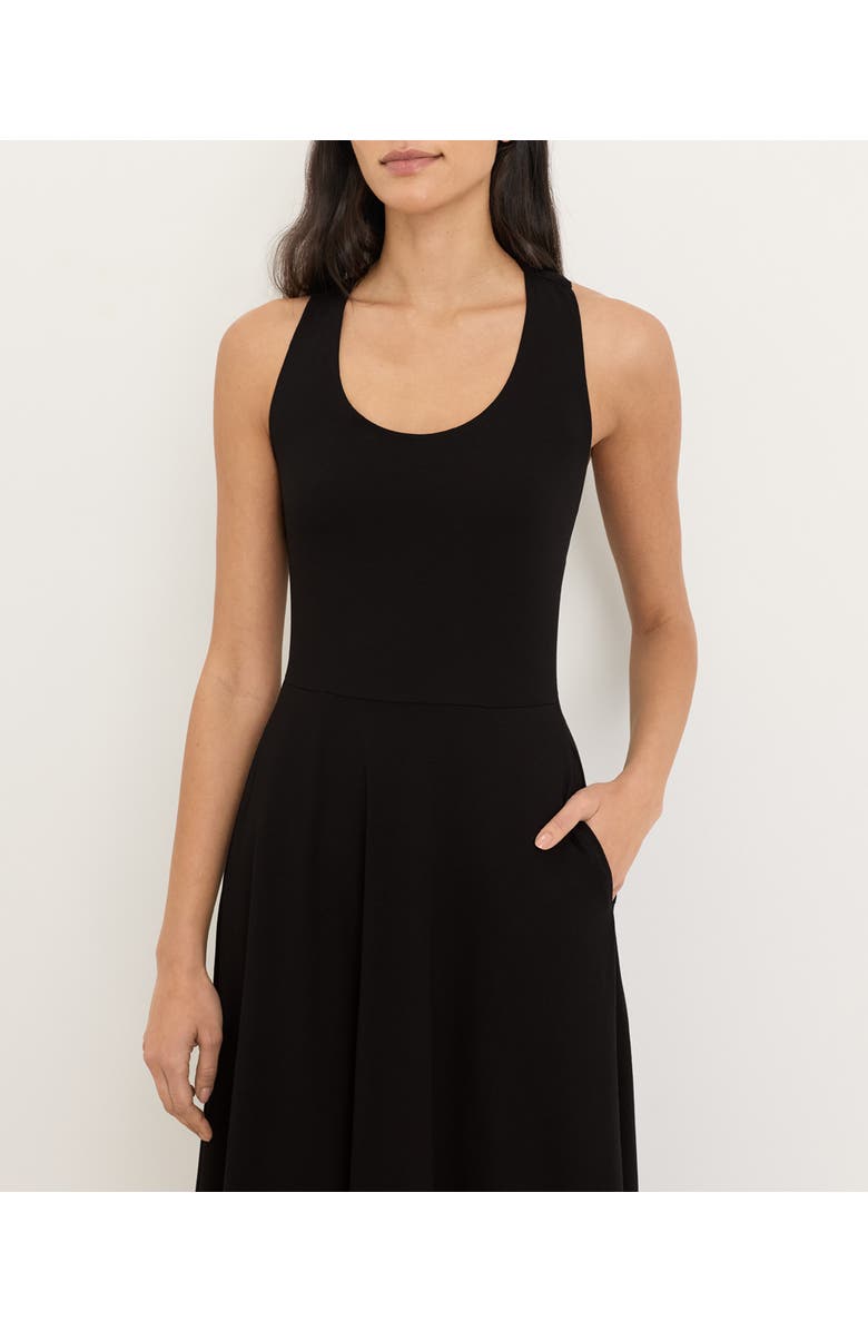 Pact Fit & Flare Open Back Maxi Dress Made With Organic Cotton, Alternate, color, Black